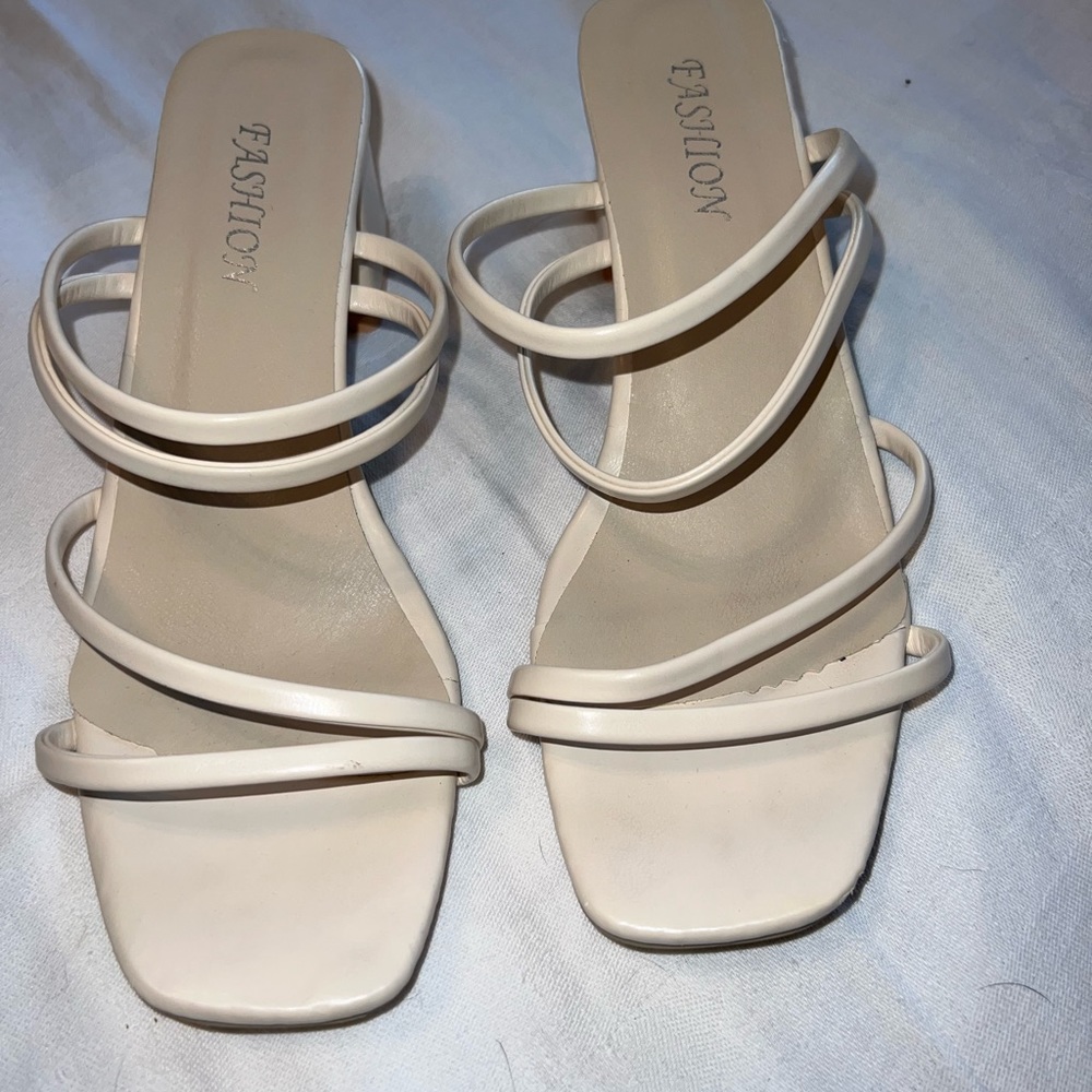 New never worn Nude/cream sandals. Woman’s size 40-8.5